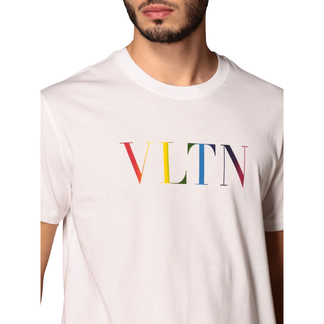 T-shirt Valentino Bianca Uomo con logo Multicolor VLTN