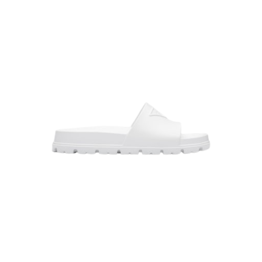 Sandali Slider Prada Donna in Gomma Bianca