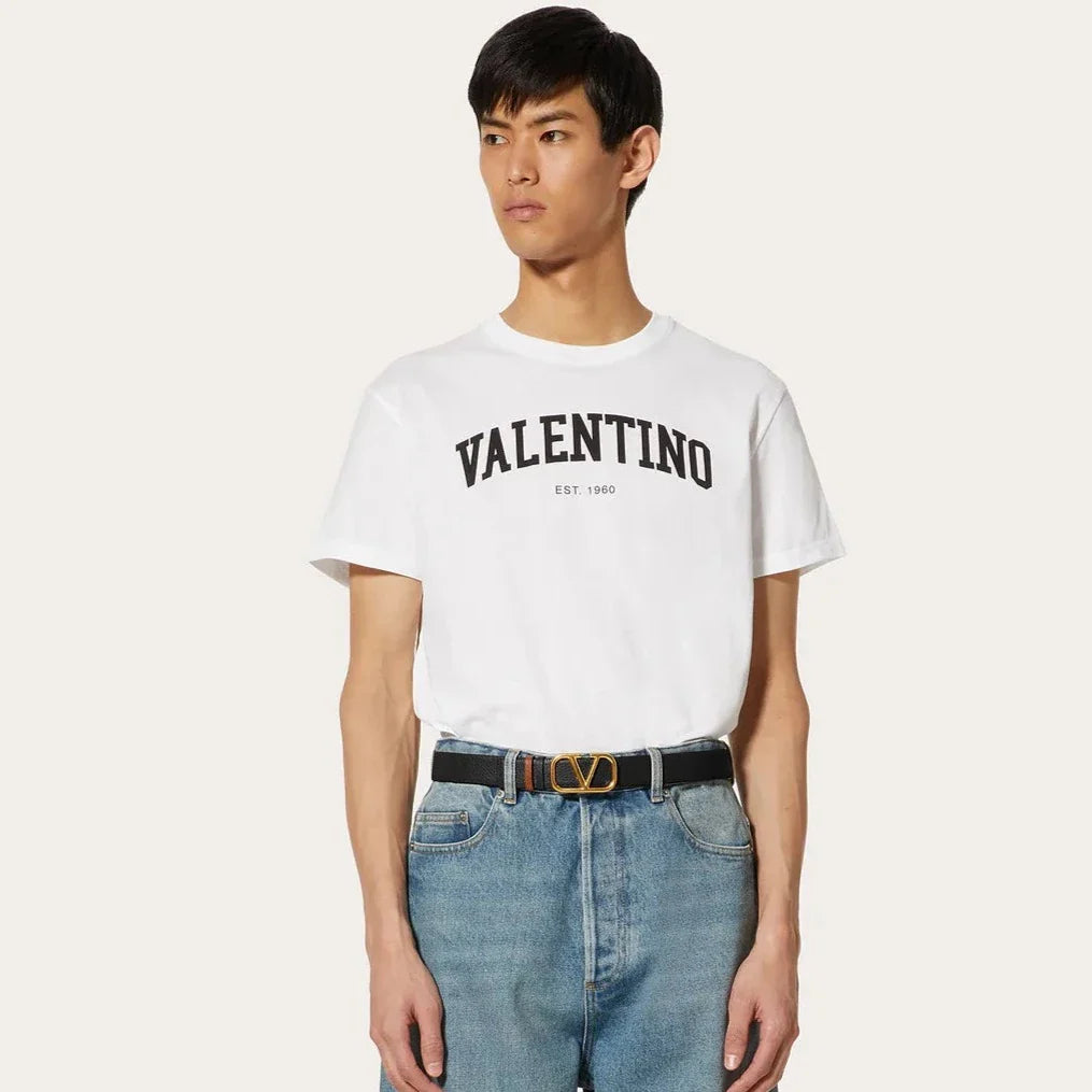 COTTON T-SHIRT WITH VALENTINO PRINT